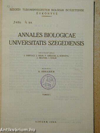 Annales Biologicae Universitatis Szegediensis
