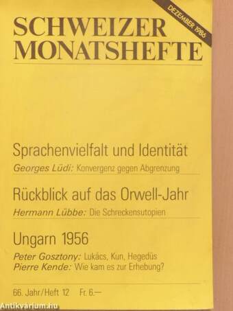 Schweizer Monatshefte Dezember 1986