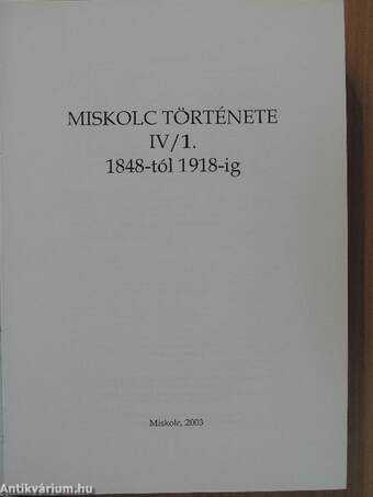 Miskolc története IV/1.