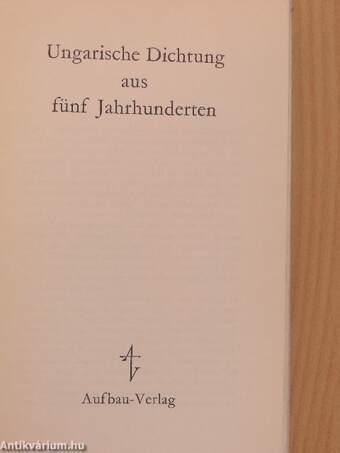 Ungarische dichtung aus fünf Jahrhunderten