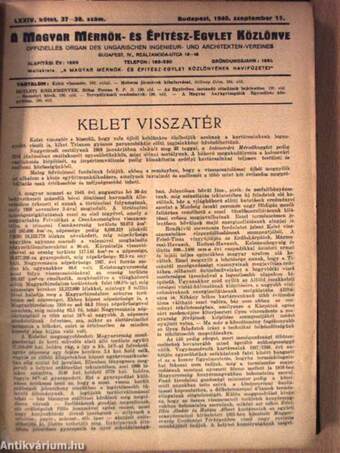 A Magyar Mérnök- és Építész-Egylet Közlönye 1940. (nem teljes évfolyam)/1941. január-december
