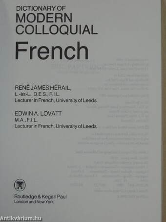 Dictionary of Modern Colloquial French