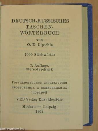 Deutsch-Russisches Taschenwörterbuch (minikönyv)