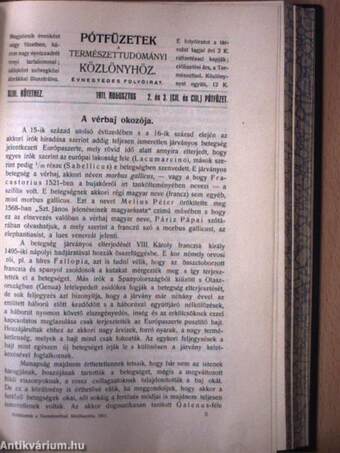 Pótfüzetek a Természettudományi Közlönyhöz 1909/1-4., 1910-1913. (nem teljes évfolyamok)