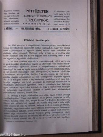 Természettudományi Közlöny 1907. (nem teljes évfolyam)/1908. január-december/Pótfüzet a Természettudományi Közlönyhöz 1908/1-4.