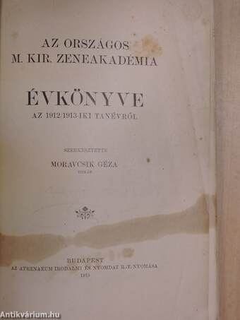 Az Országos M. Kir. Zeneakadémia évkönyve az 1912/1913-iki tanévről