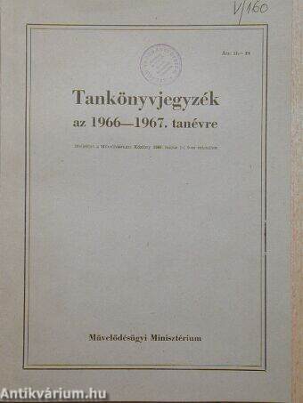 Tankönyvjegyzék az 1966-1967. tanévre