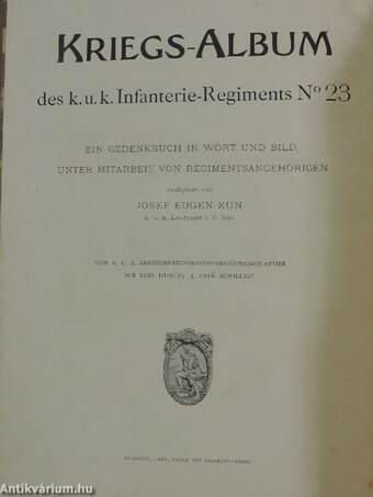 A cs. és kir. 23. gyalogezred Hadi Albuma 1914-1916