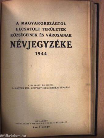 Magyarország helységnévtára 1944/A Magyarországtól elcsatolt területek községeinek és városainak névjegyzéke 1944