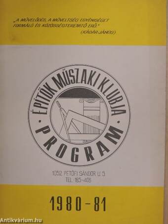 Építők Műszaki Klubja program 1980-1981