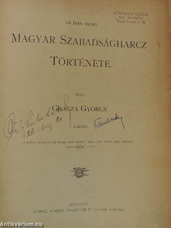 Az 1848-49-iki Magyar Szabadságharcz Története I-V.