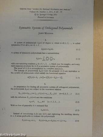 Symmetric Systems of Orthogonal Polynomials