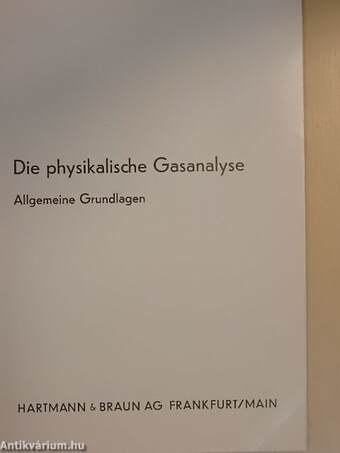 Die physikalische Gasanalyse