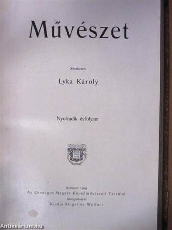 Művészet 1908-1909. (nem teljes évfolyamok)