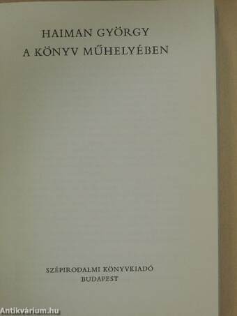 A könyv műhelyében