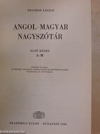 Angol-magyar nagyszótár 1-2.