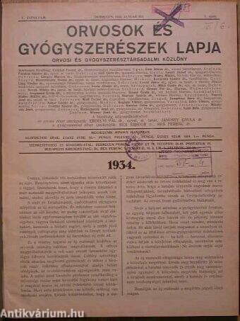 Orvosok és Gyógyszerészek Lapja 1934. január-december