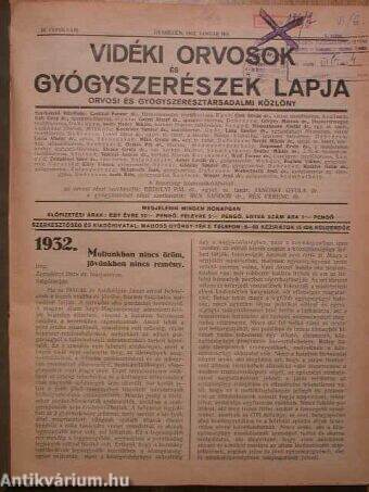 Vidéki Orvosok és Gyógyszerészek Lapja 1932.