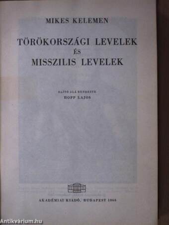 Törökországi levelek és Misszilis levelek