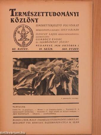 Természettudományi Közlöny 1928. október 1.