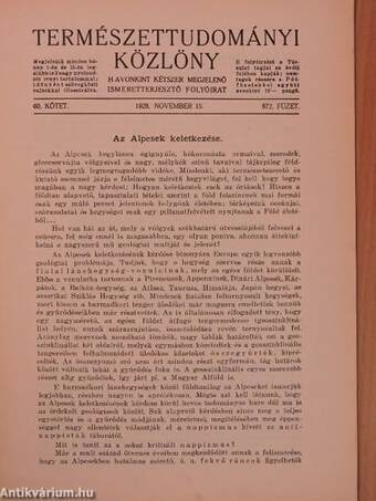 Természettudományi Közlöny 1928. november 15.