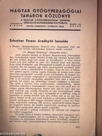 Magyar Gyógypedagógiai Tanárok Közlönye 1940. október