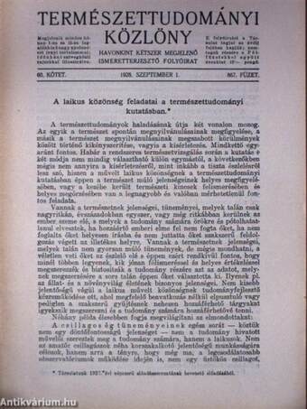 Természettudományi Közlöny 1928. szeptember 1.