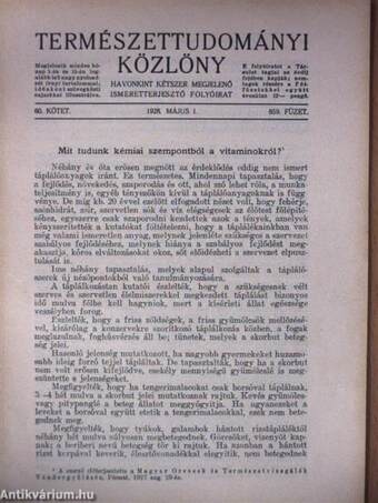 Természettudományi Közlöny 1928. május 1.