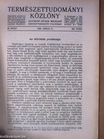 Természettudományi Közlöny 1928. április 15.