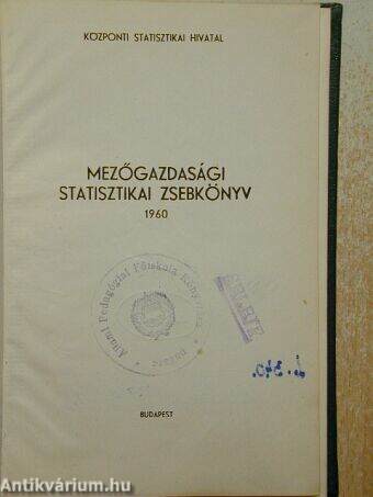 Mezőgazdasági Statisztikai Zsebkönyv 1960.