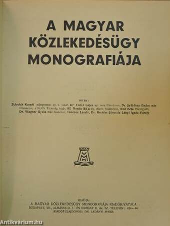 A magyar közlekedésügy monografiája