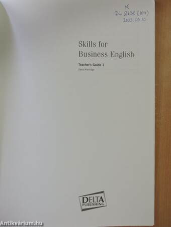 Skills for Business English - Teacher's Guide 1