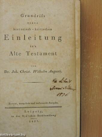 Grundriss einer historisch-kritischen Einleitung in's Alte Testament