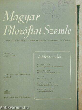 Magyar Filozófiai Szemle 1967/1-6.