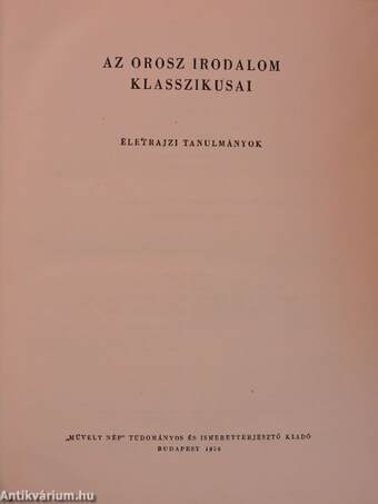 Az orosz irodalom klasszikusai