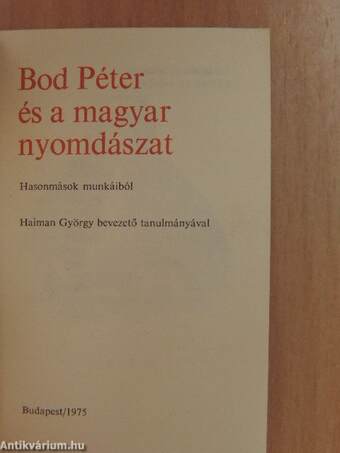 Bod Péter és a magyar nyomdászat (minikönyv) (számozott)