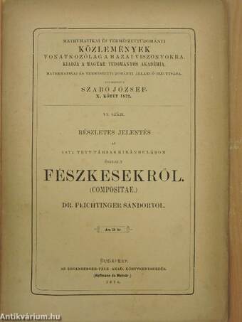 Részletes jelentés az 1872 tett társas kiránduláson észlelt fészkesekről