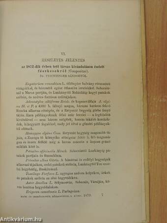 Részletes jelentés az 1872 tett társas kiránduláson észlelt fészkesekről