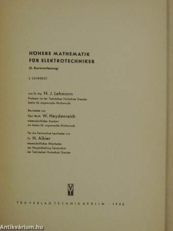 Höhere Mathematik für Elektrotechniker