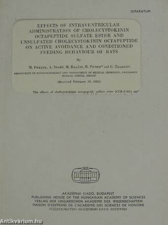 Effects of intraventricular administration of cholecystokinin octapeptide sulfate ester and unsulfated cholecystokinin octapeptide on active avoidance and conditioned feeding behaviour of rats