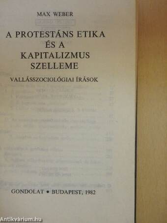 A protestáns etika és a kapitalizmus szelleme