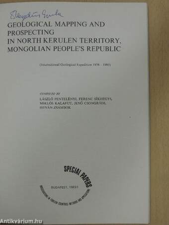 Geological Mapping and Prospecting in North Kerulen Territory, Mongolian People's Republic