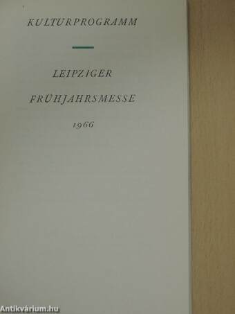 Leipziger Frühjahrsmesse 1966 Kulturprogramm