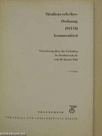 Strassenverkehrs-Ordnung (StVO) kommentiert
