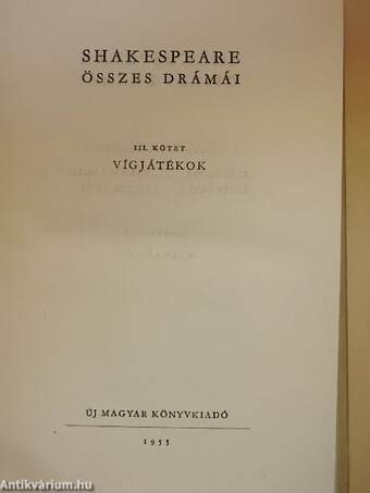 Shakespeare összes drámái III.