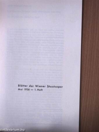 Blätter der Wiener Staatsoper Mai 1956 1. Heft