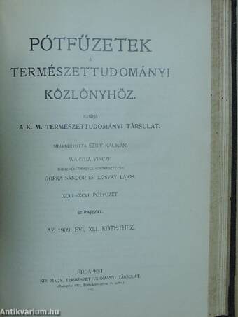 Természettudományi Közlöny 1909. (nem teljes évfolyam)