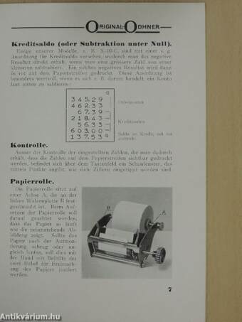 Gebrauchsanweisung für die Original-Odhner Addiermaschine