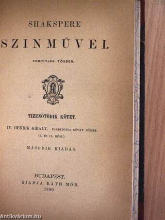 Shakspere szinművei XIV-XV.