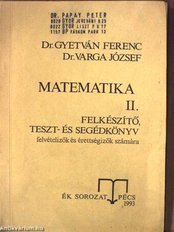 Matematika II. (töredék)